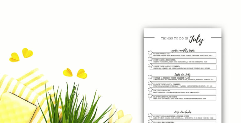 Free Printable Homemaking List Of Things To Do In July