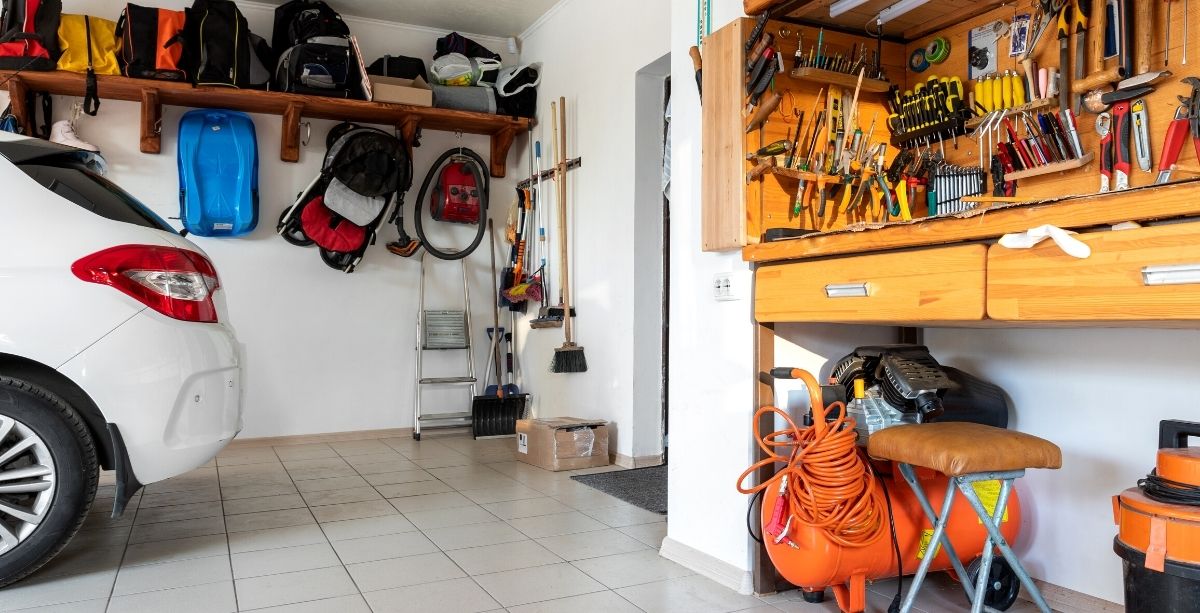 garage with storage on walls