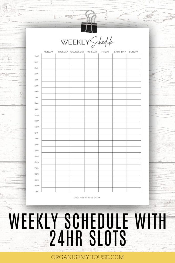 Free Printable Hourly Calendar For The Week 24hr A Day 
