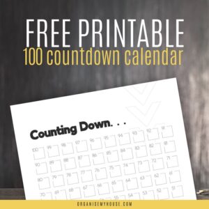 Free 100 To 1 Countdown Calendar Printable (A4 And Letter)