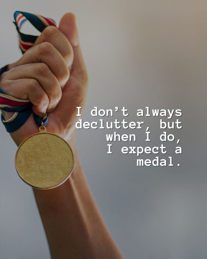 54 Funny Sayings About Clutter (That’ll Make You Feel Better About Yours) 2 I don't always declutter, but when I do, I expect a medal