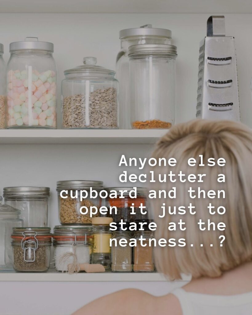 54 Funny Sayings About Clutter (That’ll Make You Feel Better About Yours) 31 Anyone else declutter a cupboard and then open it just to stare at the neatness?
