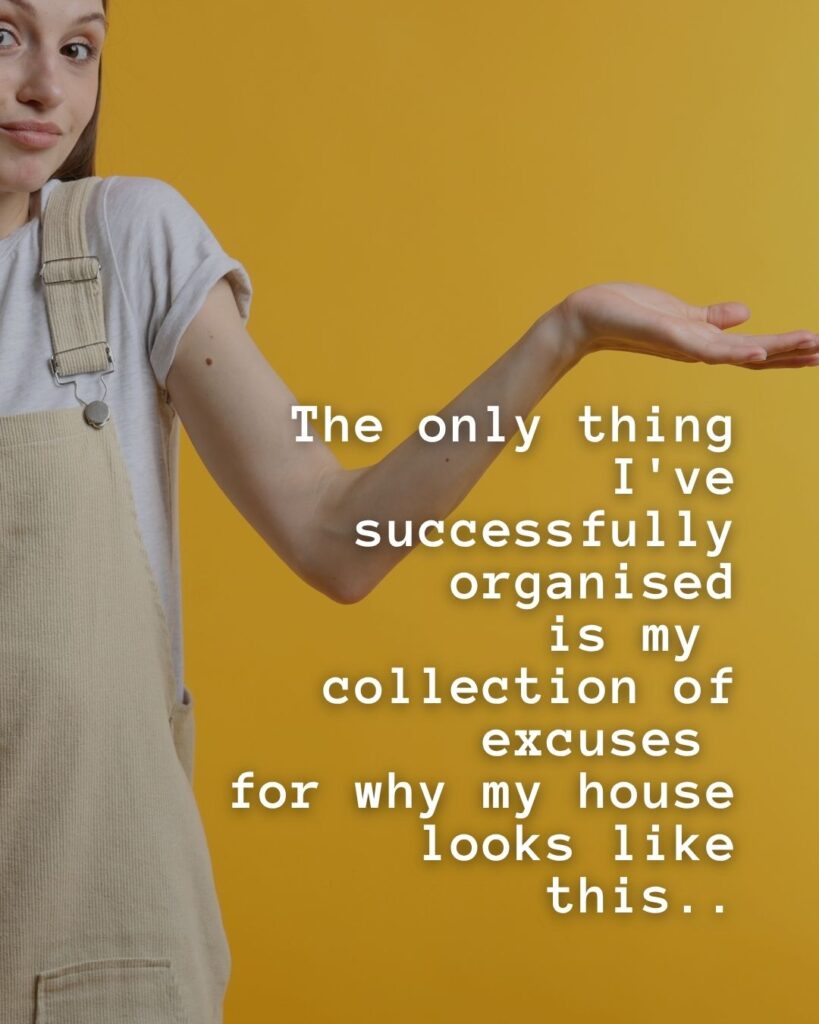 54 Funny Sayings About Clutter (That’ll Make You Feel Better About Yours) 36 The only thing I've successfully organised is my collection of excuses for why my house looks like this…
