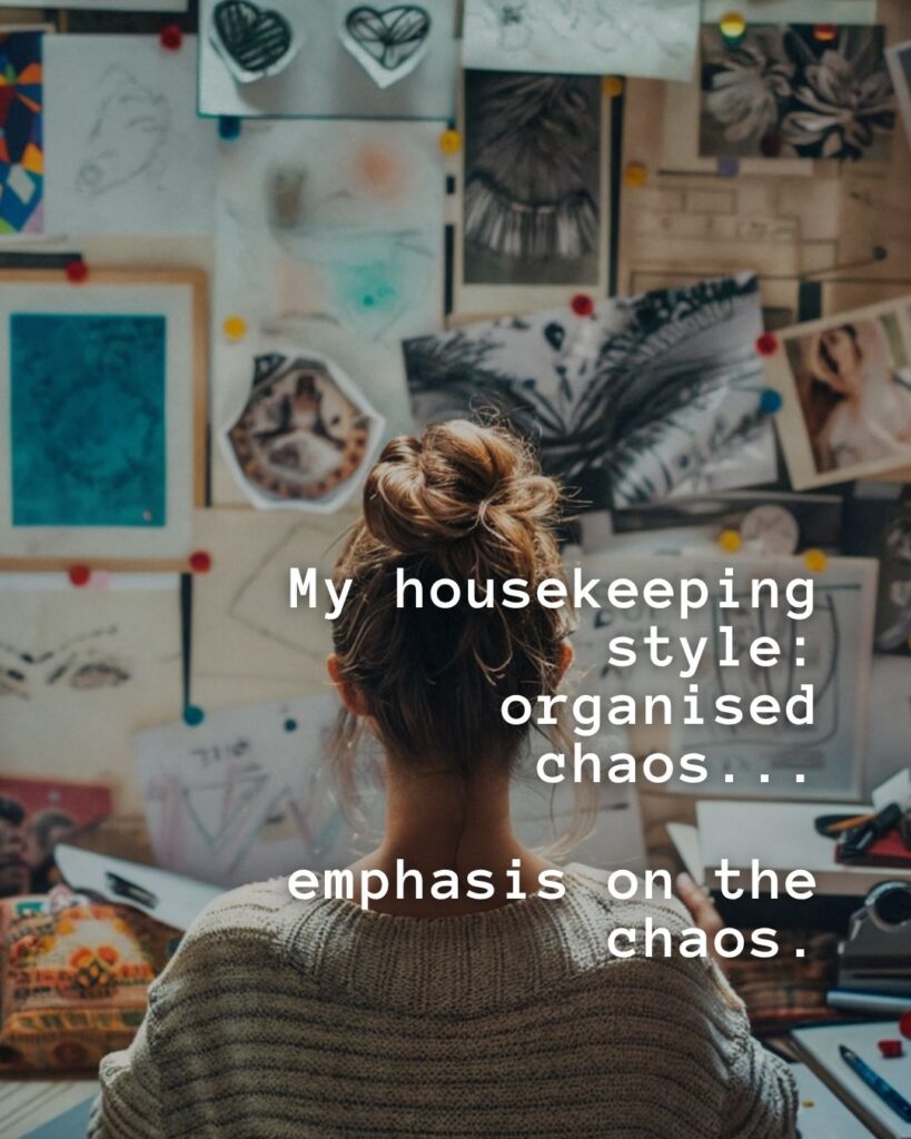54 Funny Sayings About Clutter (That’ll Make You Feel Better About Yours) 6 My housekeeping style: organised chaos… emphasis on the chaos