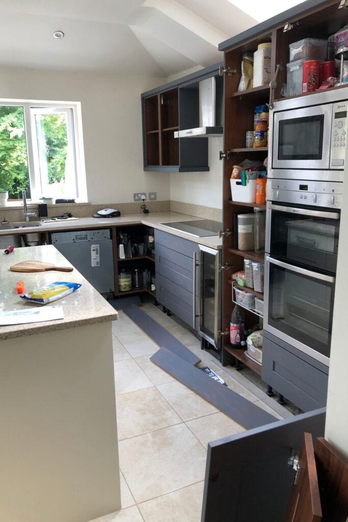 Priming kitchen cabinet doors ready to paint