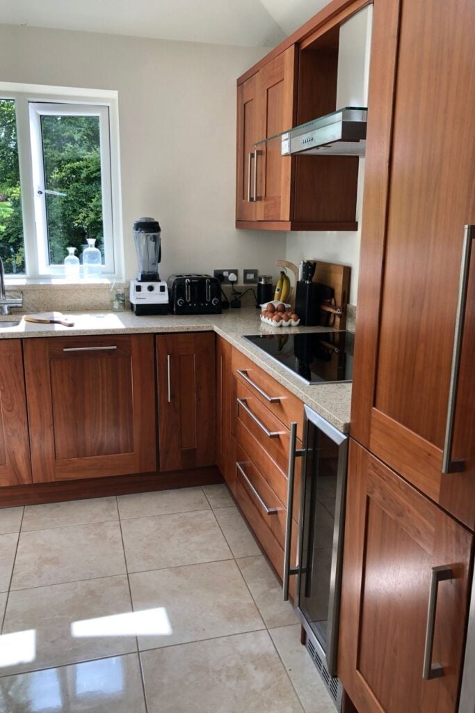 Walnut wood kitchen units