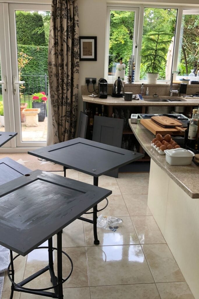 Priming kitchen cabinet doors ready to paint