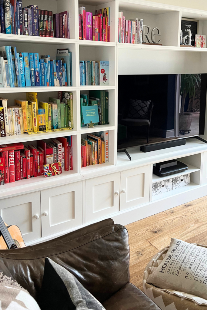 5 Popular Organising Ideas I've Tried - But Won't Be Doing Again 2 Rainbow colour coded bookcase