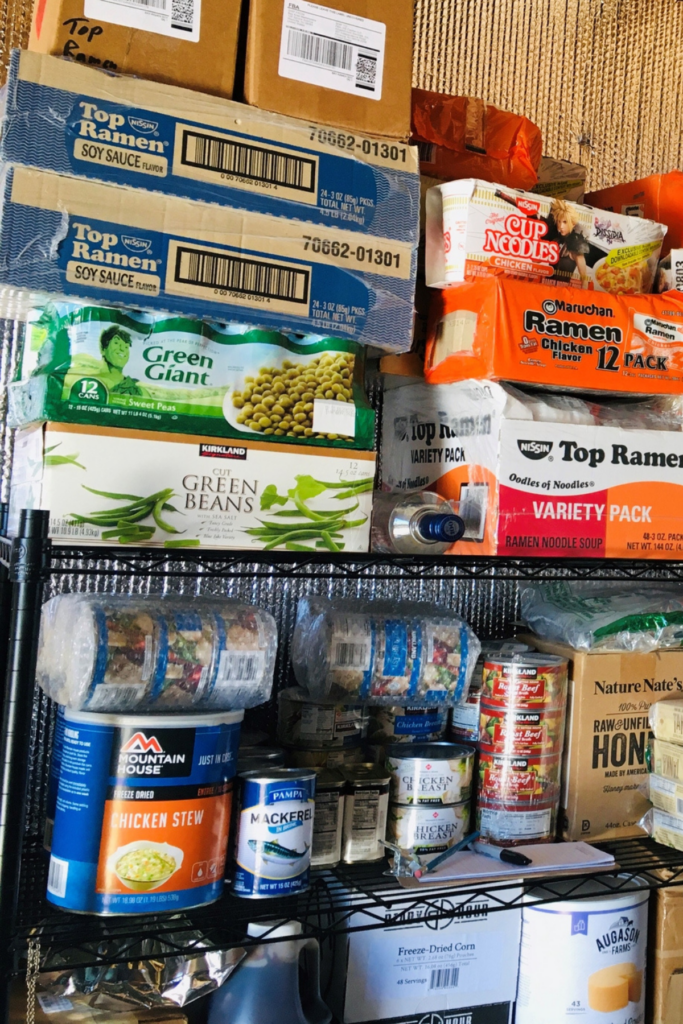 5 Popular Organising Ideas I've Tried - But Won't Be Doing Again 7 Stockpiled food on shelves in a garage