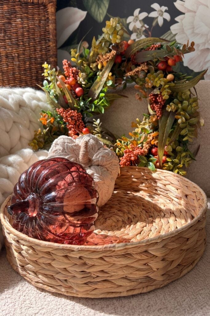 Boo Basket Tray with Pumpkins in