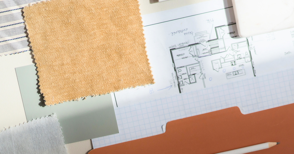 Home renovation paperwork laid out ready to look at