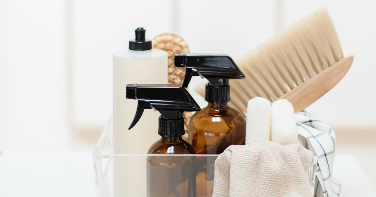 Set of natural looking cleaning products